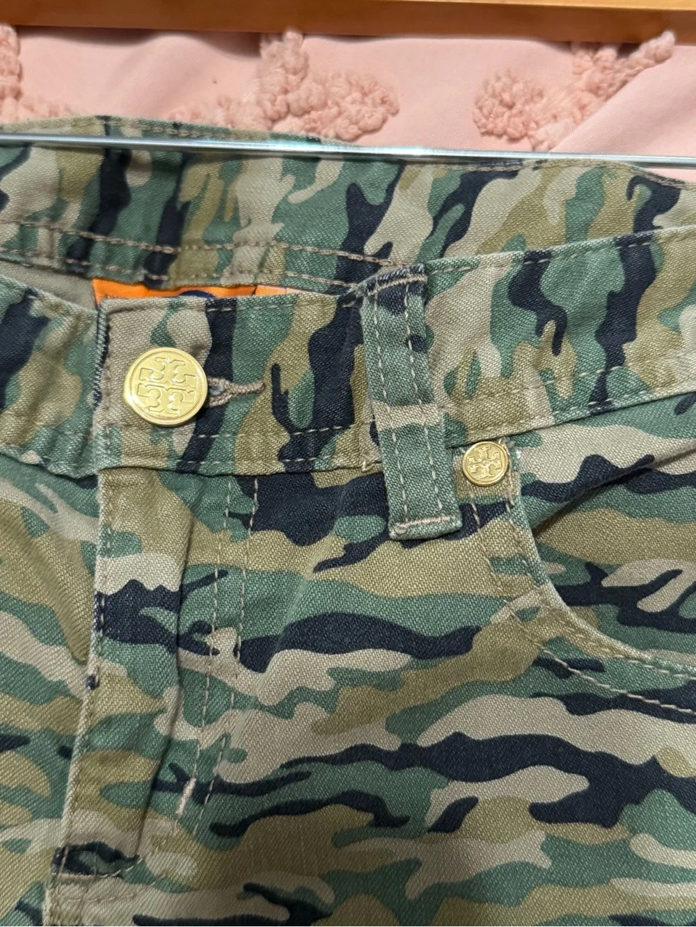 Tory Burch Skinny Camo Jeans in Olive and Black